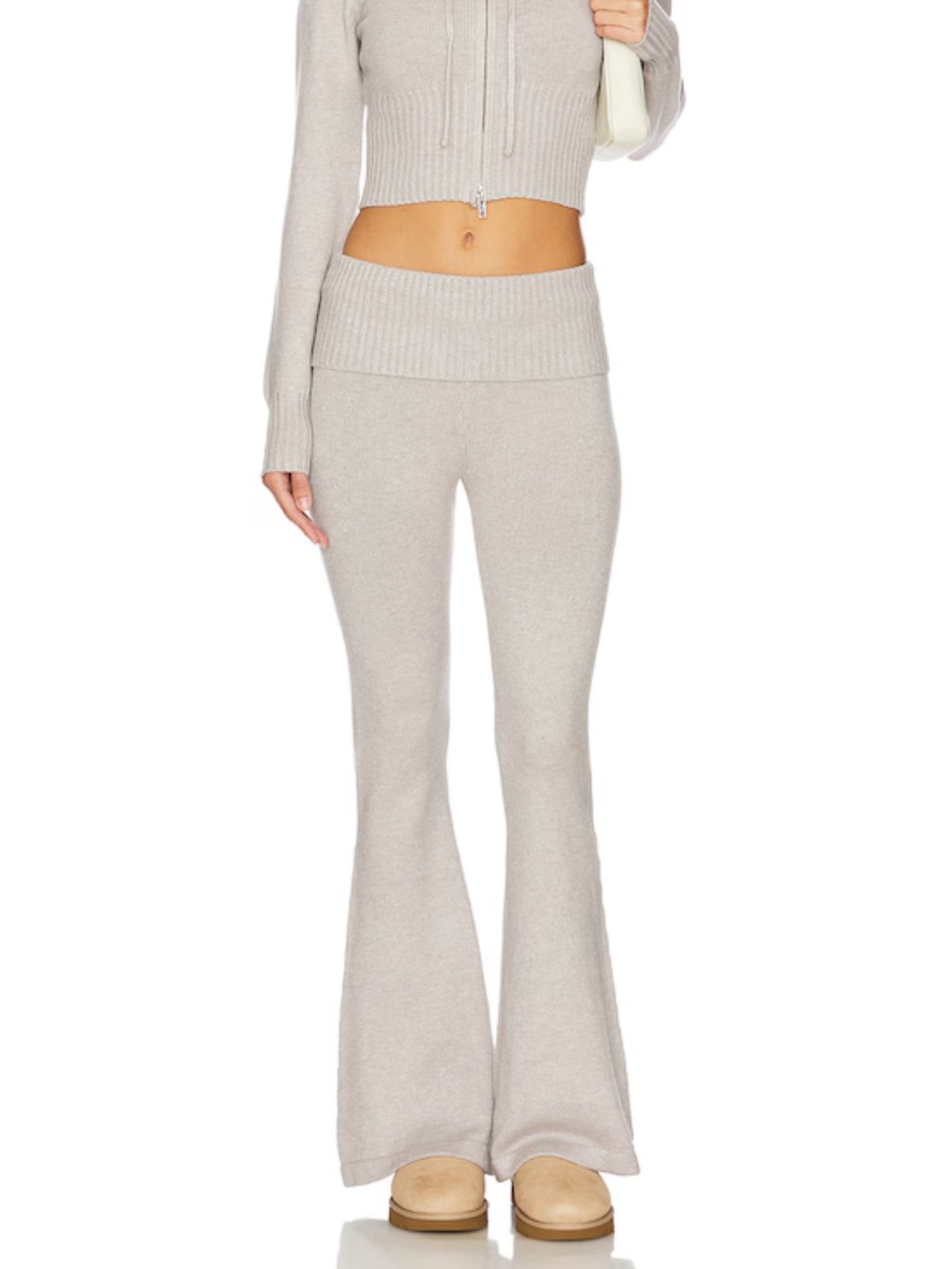 New Lioness Muse Flare Leg Sweater Knit Pants in Cloud Size XL